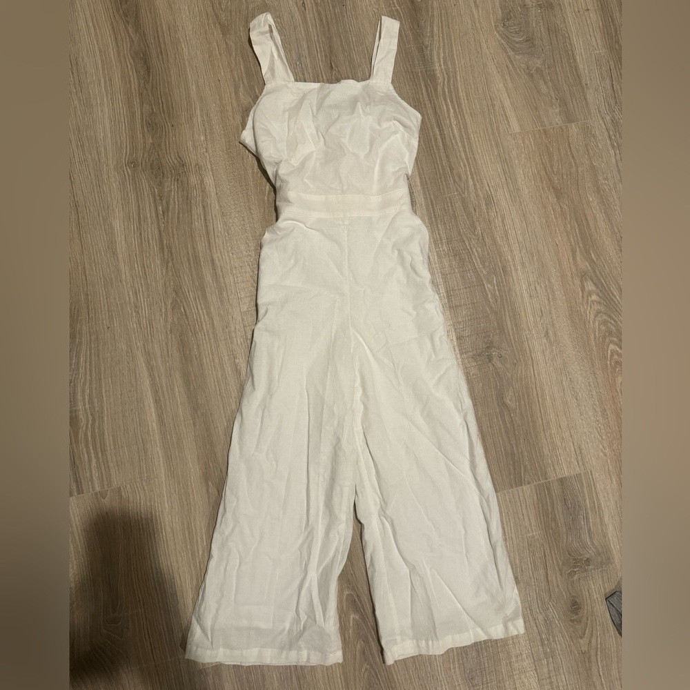 Tee Ink Ivory Linen Blend Jumpsuit Size 4 NWT